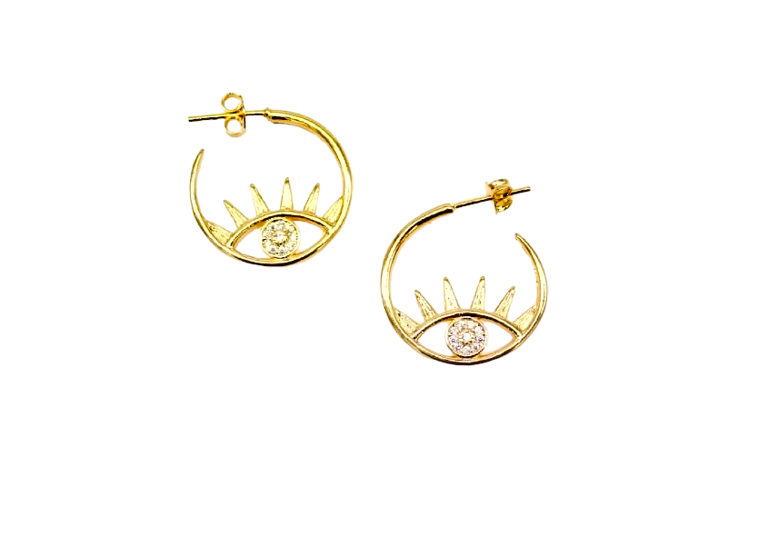 Guardian Glimmer: Small 18K Gold Fill Evil Eye Hoop Earrings