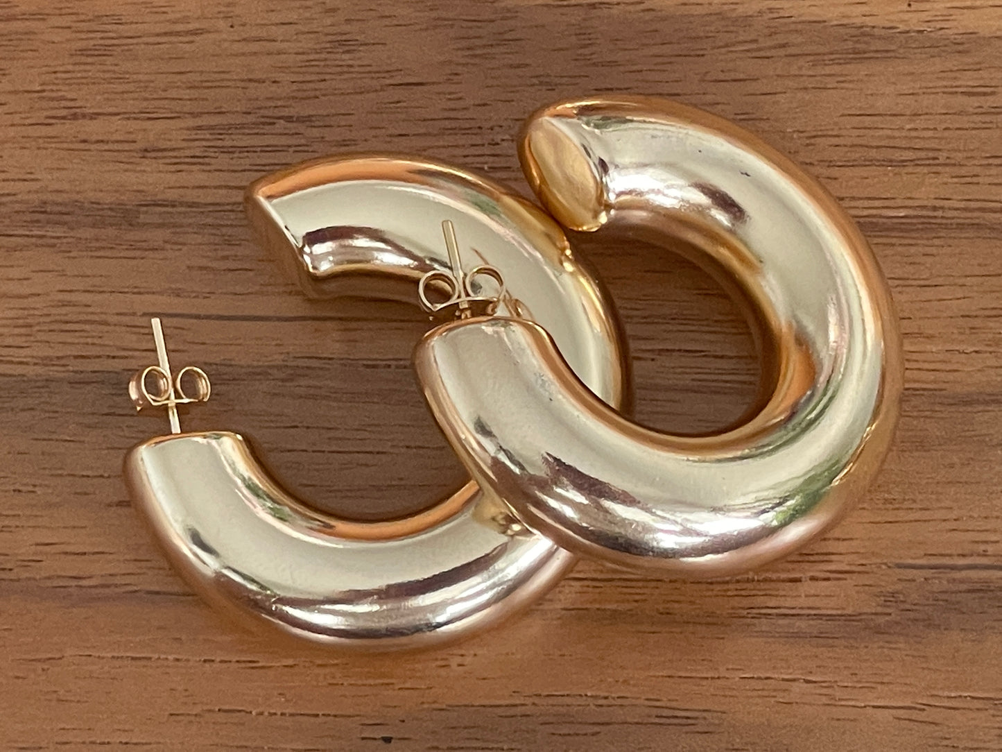 Celestial Harmony: Centered Embrace - C-Shaped 18K Gold Filled Hoop Earrings