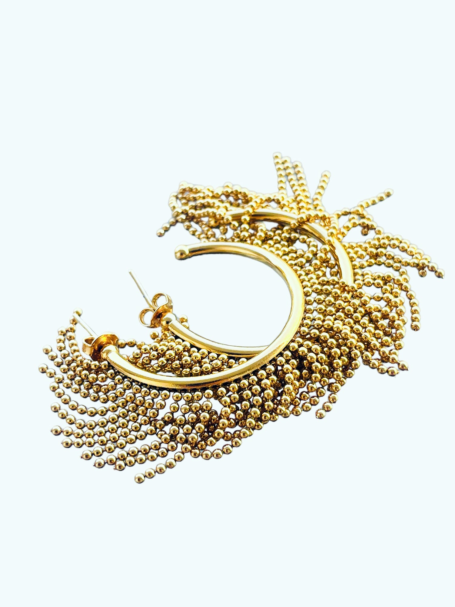 Golden Cascade: 18K Gold Fill Beaded Hoop Earrings