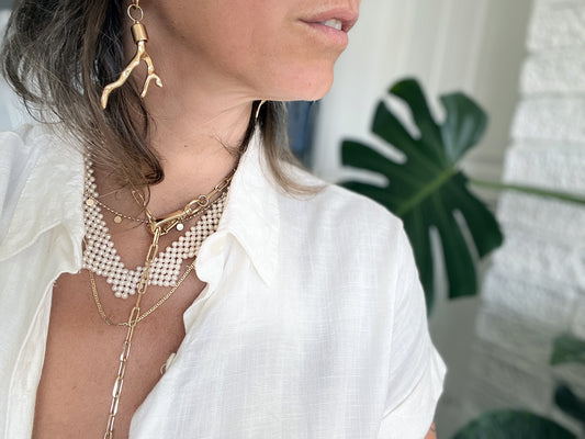 Elysian Elegance: 18K Gold Fill Vintage Pearl Necklace